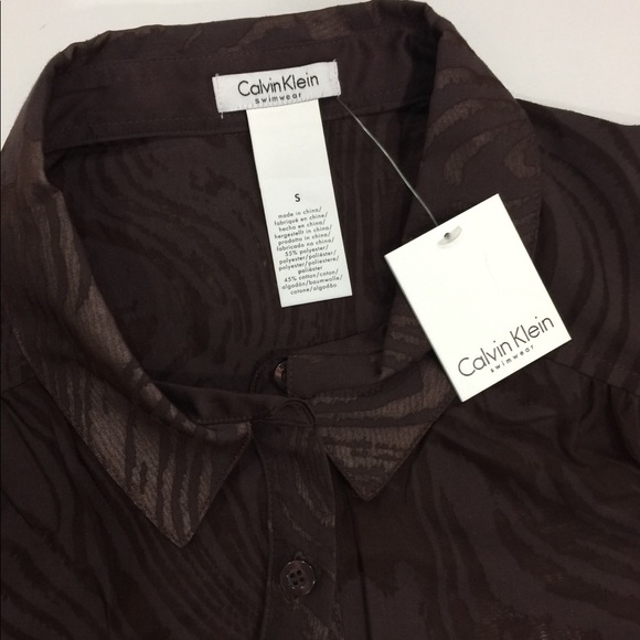 NWT Calvin Klein Sheer Zebra Print Coverup Shirt - Picture 3 of 6
